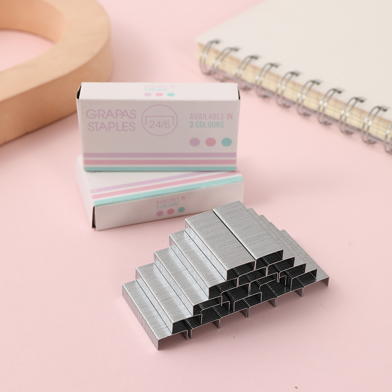 立德美彩色包裝24/6訂書針辦公用10號訂書釘大小號通用型釘書針批