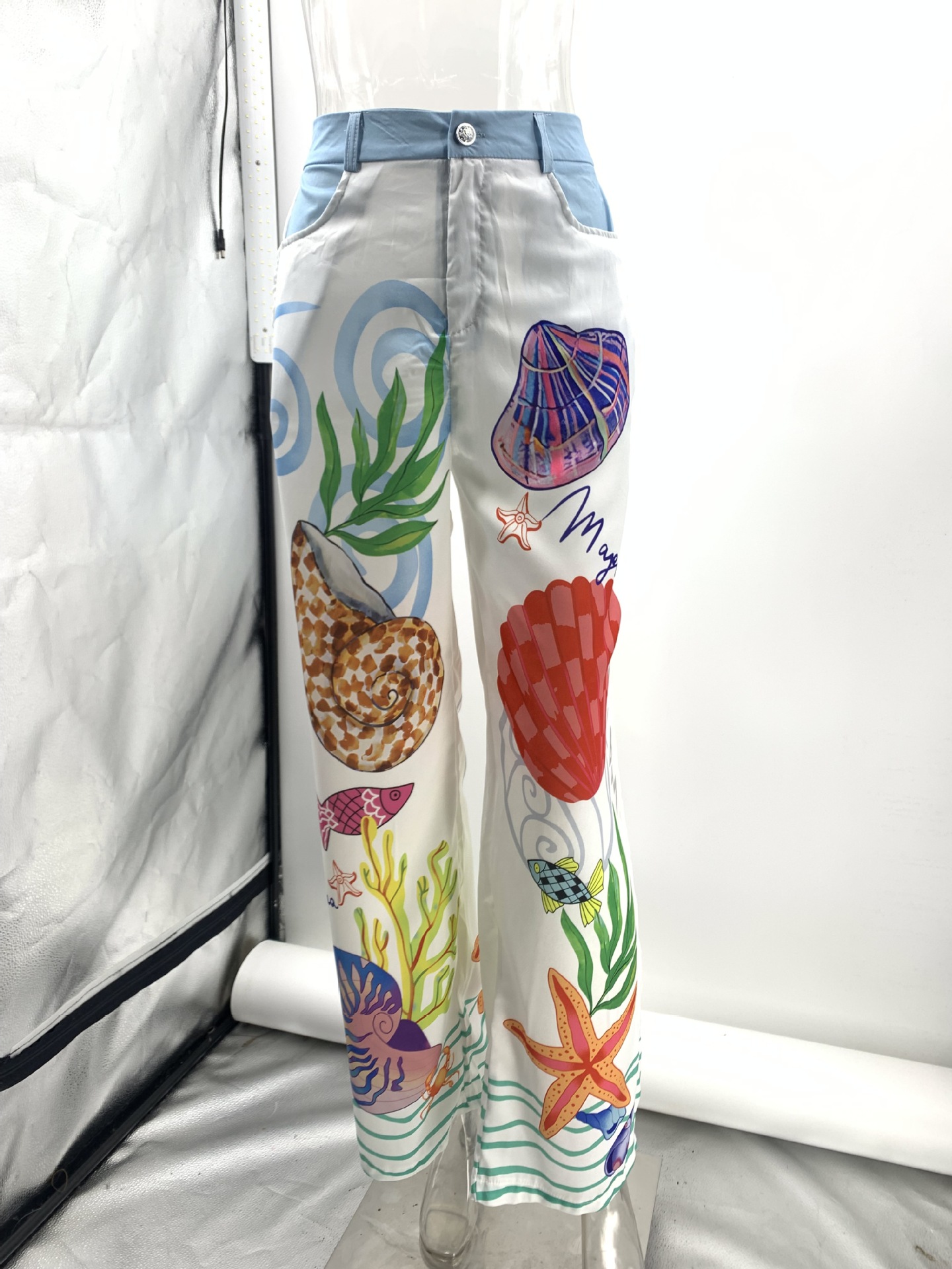 Satin Printed Personalized Graffiti Casual Shirt Trousers Two Piece Suit Amplified craft