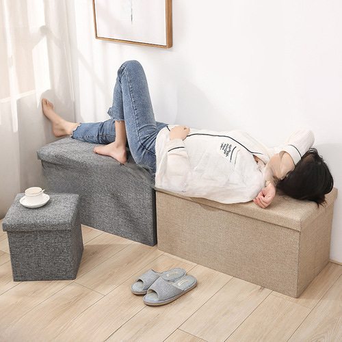 Creative Storage Bench, Simple Home Multi-Functional Design – Perfect for Sitting, Folding, and Serving as a Fabric Sofa or Shoe-Storing Footstool for Adults.