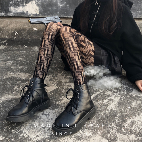 Paris fishnet stockings, Internet celebrity with correct letters, sexy and trendy B letter pantyhose, knitted thin F letter fishnet stockings