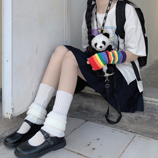 Japanese Style Lolita Knitted Soft Girl Fur Ball Pile Socks Lolita Knee Socks Set Jk Calf Socks Mid-Tube Autumn and Winter