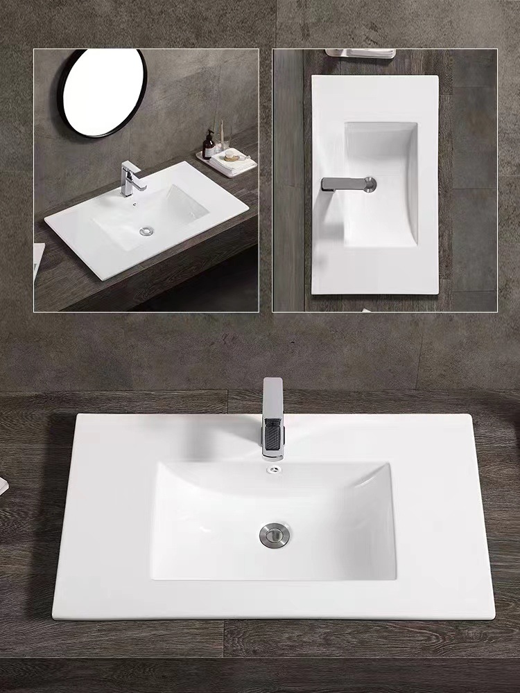 De cerámica integrado lavabo lateral Delgado gabinete Cuenca semi-embebido Cuenca Media baño gabinete de baño lavabo