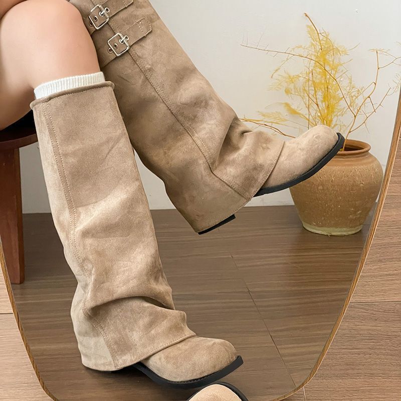 2026 New Retro Style Round-Toe Chunky Heel Short Boots for Women, Pleated Stacked Boots, Slip-On Western Cowboy Boot-Style Boots 2026 New Retro Style Round-Toe Chunky Heel Short Boots for Women, Pleated Stacked Boots, Slip-On Western Cowboy Boot-Style Boots
