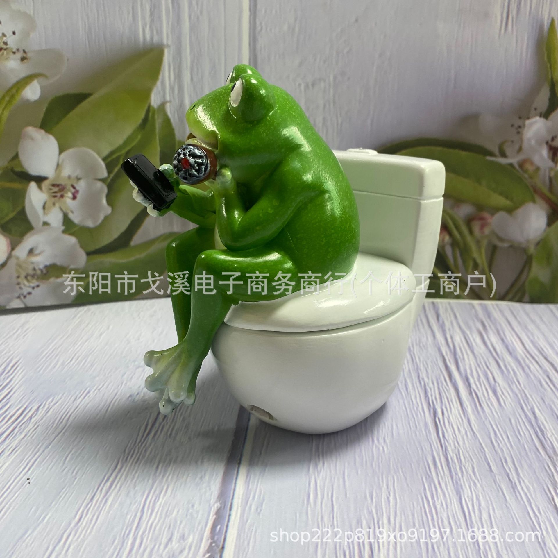 Ventas transfronterizas de dibujos animados oración incenso inodoro rana resina adornos de imitación de animales creativos maceta decoración acuario