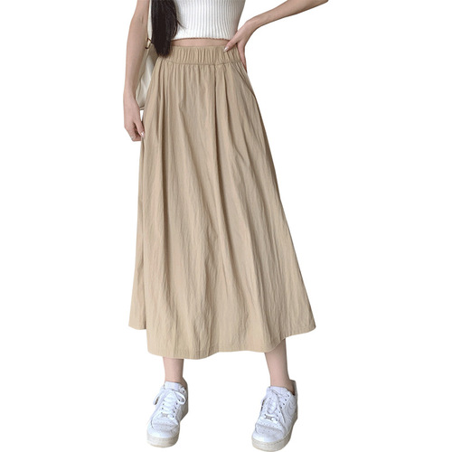 Summer Yamamoto skirt thin women's lazy style Japanese retro pleated high-waist umbrella skirt long knee-length skirt for women