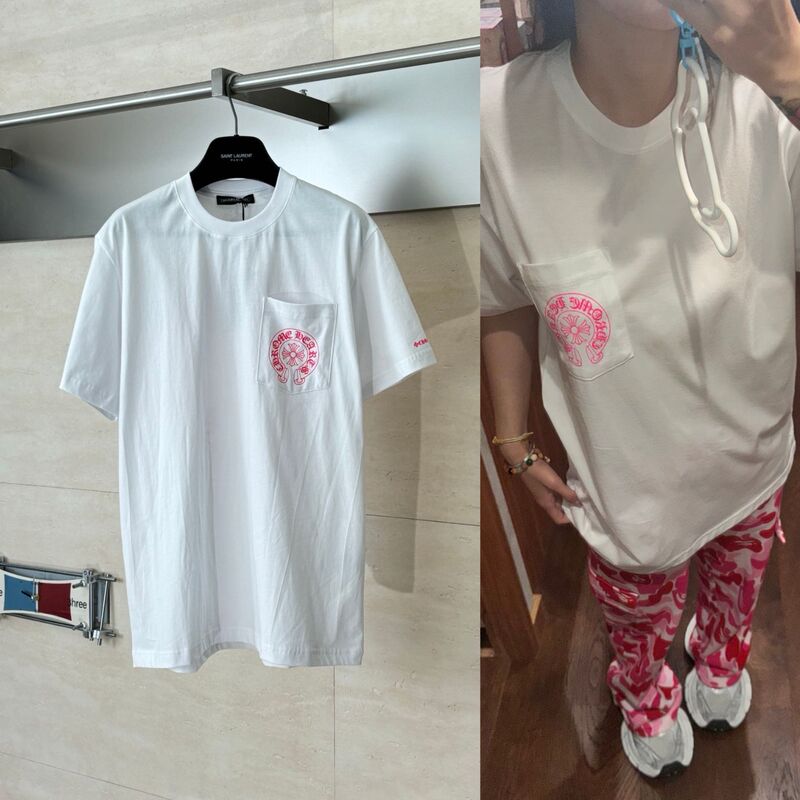 Ceiling Quality Chromeheart 25 Autumn and Winter New Horseshoe Print Flap Pocket Pants Printed Short-Sleeved T-Shirt