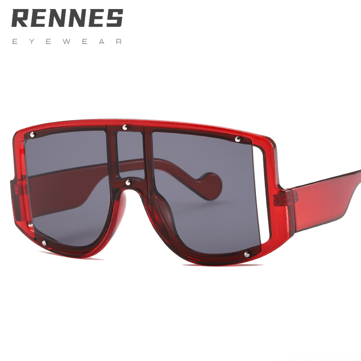 Nuevas gafas de sol punk de una sola pieza 8263 gafas de sol de remache de moda europea y americana gafas de sol de Marco grande transfronterizo de las mujeres