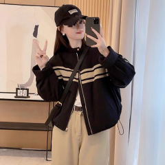 春季新款撞色短款棒球服外套女2025年新款小个子宽松外套上衣