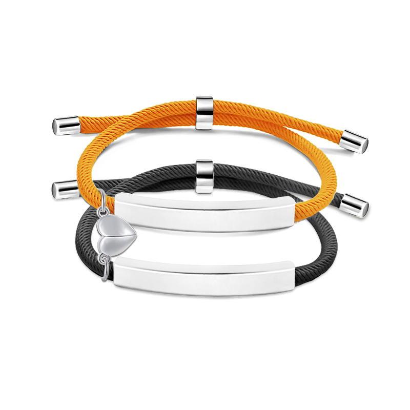 22g Weight Bracelets Classification rope Chain Material Woven Chain Chain Type 1 Pair Quantity Daily Occasion 201 Stainless Steel, rope Material Geometric, Customization Laser Engraving, Heart Shape Pattern Unisex Gender Plating Design Simple Style Style Simple Style Geometric Customization Laser Engraving Heart Shape 201 Stainless Steel Rope Woven Chain String Bracelets Wholesale 无