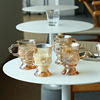 INS glass coffee cup milk cup breakfast cup retro amber afternoon tea cup with handle Micatite yogurt cup