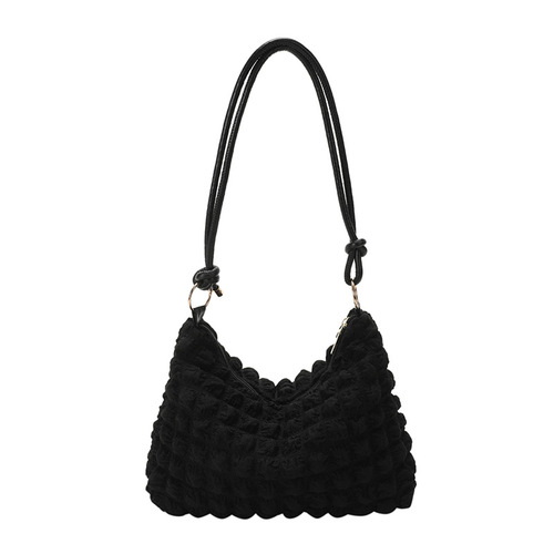 Women's simple temperament, gentle pleated armpit bag, women's  spring and summer new style single shoulder crossbody bag, small square bag