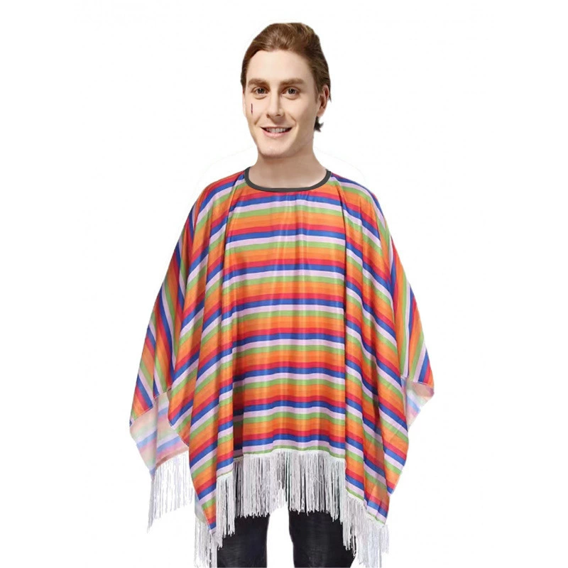 Детский мексиканский костюм на Хэллоуин, мексиканский этнический плащ, мексиканский плащ для взрослых, мексиканская шаль