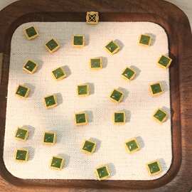天然和田玉碧玉小方块配件s925银镀金手链串饰diy手工隔珠半成品