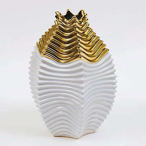 Export light luxury electroplated gold ceramic handicrafts flower arrangements wedding home KTV model room flower shop vase ornaments