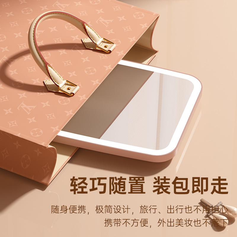 Escritorio LED espejo de maquillaje con luz USB recargable escritorio vestidor espejo estudiante dormitorio portátil plegable espejo de maquillaje