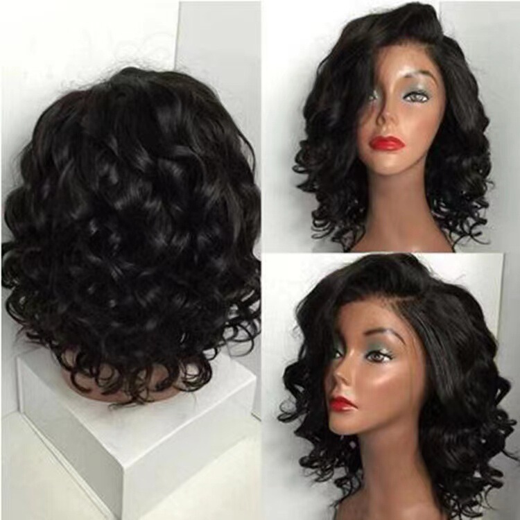 European and American wig female oblique bangs partial African Amazon short curly hair fashion big wave black curly hair natural European and American wig female oblique bangs partial African Amazon short curly hair fashion big wave black curly hair natural