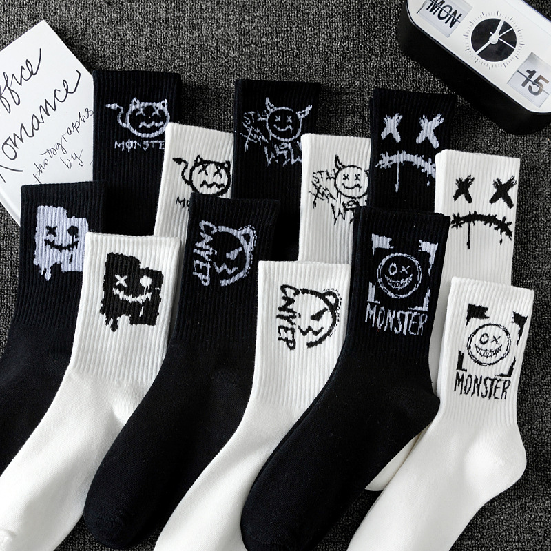 Zhuji socks men's deodorant mid-calf socks black and white cross-border foreign trade cotton socks women's summer sports basketball socks wholesale