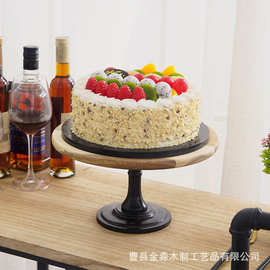 厂家直销木质高脚蛋糕盘欧式婚礼派对拍摄道具实木托盘甜品蛋糕架