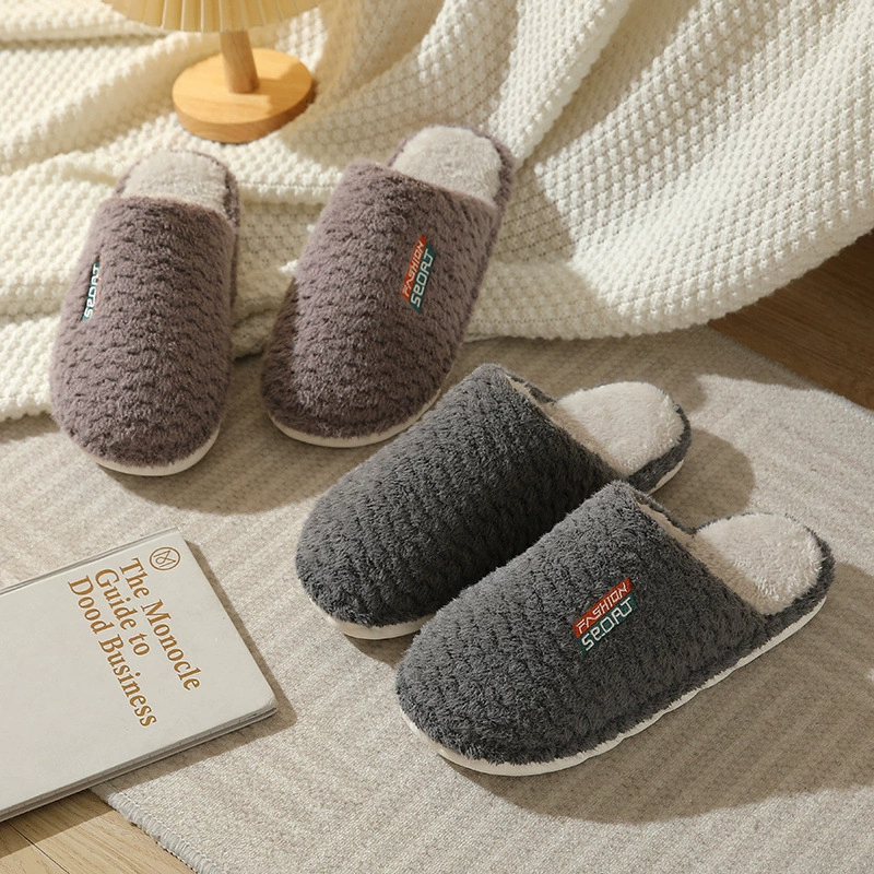 Хлопковые тапочки больших размеров, Мужские осенне-зимние домашние плюшевые теплые домашние немой пол, Нескользящие толстые Тапочки