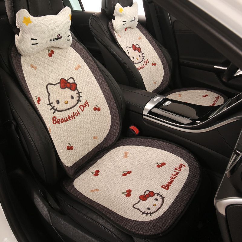 Car Seat Cushion, Universal for All Seasons, Breathable Kt Cat Seat Cushion, New Half-Cover Seat Cover, Cute Cartoon Single-Piece Seat Cover