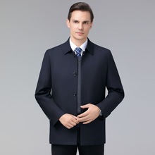冬季品牌男装夹克外套商务休闲可脱卸白鸭绒内胆翻领行政职业茄克