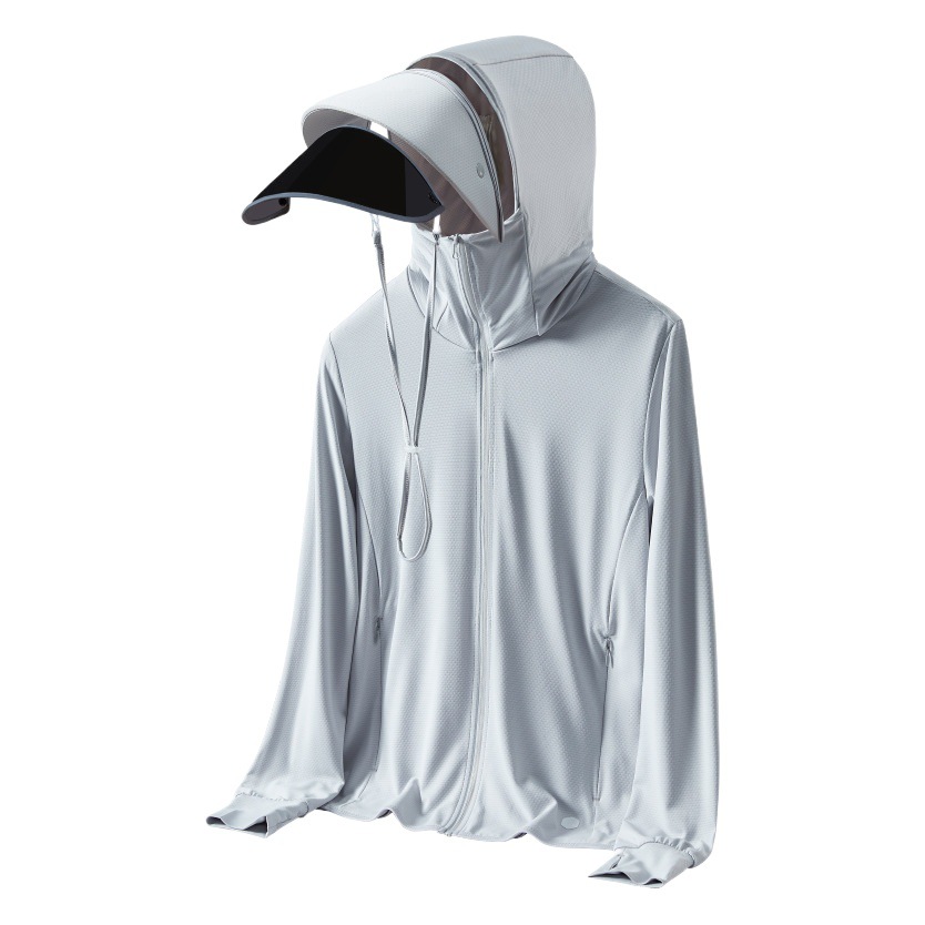 Black Rubber Brim Ice Silk Face Mask for Women Upf50 Outdoor Uv Protection Sun Protection Clothing Jacket Breathable Quick-Drying Sunshade