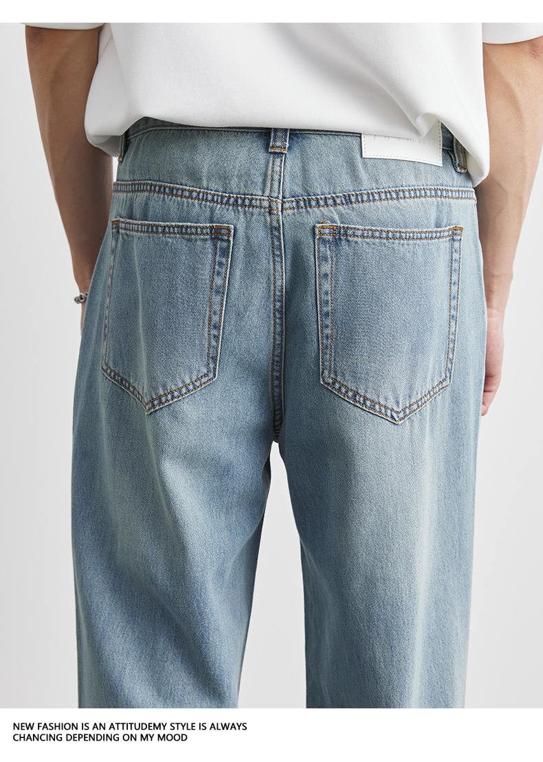 Quần jeans ống đứng nam dáng suông chất liệu Lyocell Tencel mỏng nhẹ mùa hè — Màu xanh lam nhạt chi tiết 16