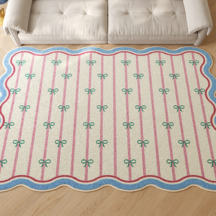 Small Fresh Bow Imitation Cashmere Carpet Home Living Room Sofa Non-Slip and Stain-Resistant Coffee Table Mat Bedroom Bedside Blanket