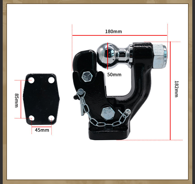 Cross-Border Manufacturer Trailer Arm Tiger Head Hook Off-Road Vehicle Universal Modification Rv Towing Accessories with Ball Head 15t
