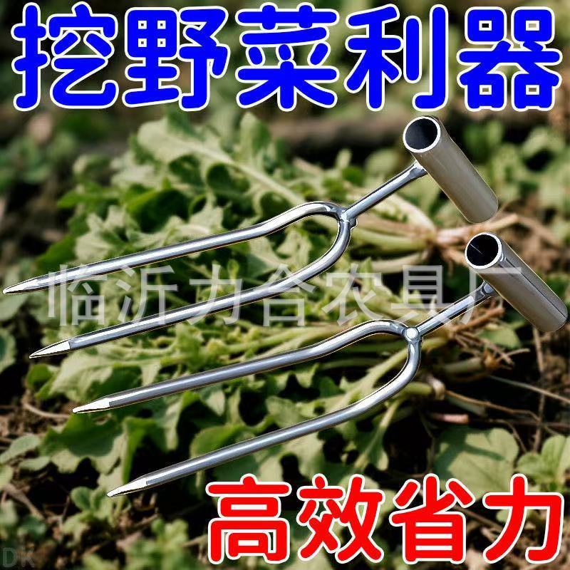 【土ほぐしツール】野菜や花の植え付け、施肥、雑草除去用の手持ち式土ほぐし2本歯フォークシャベルガーデニングツール|undefined