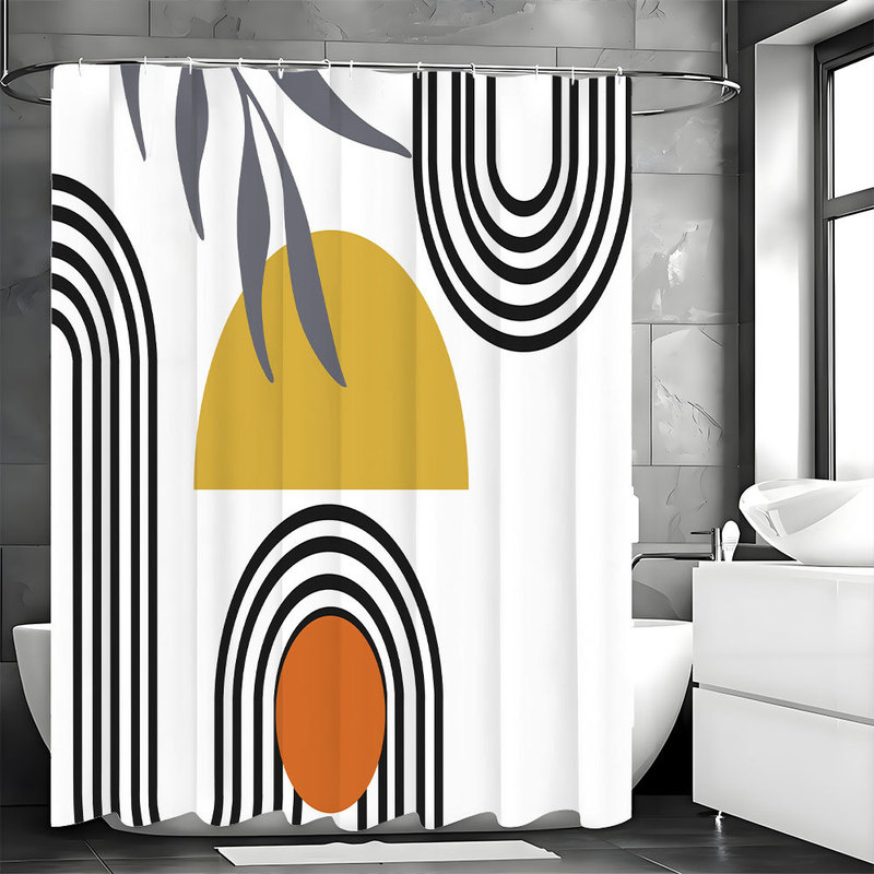 Amazon Medieval Shower Curtain Bohemian Style Bathroom Shower Curtain Waterproof Abstract Line Shower Curtain No-Punch Hook