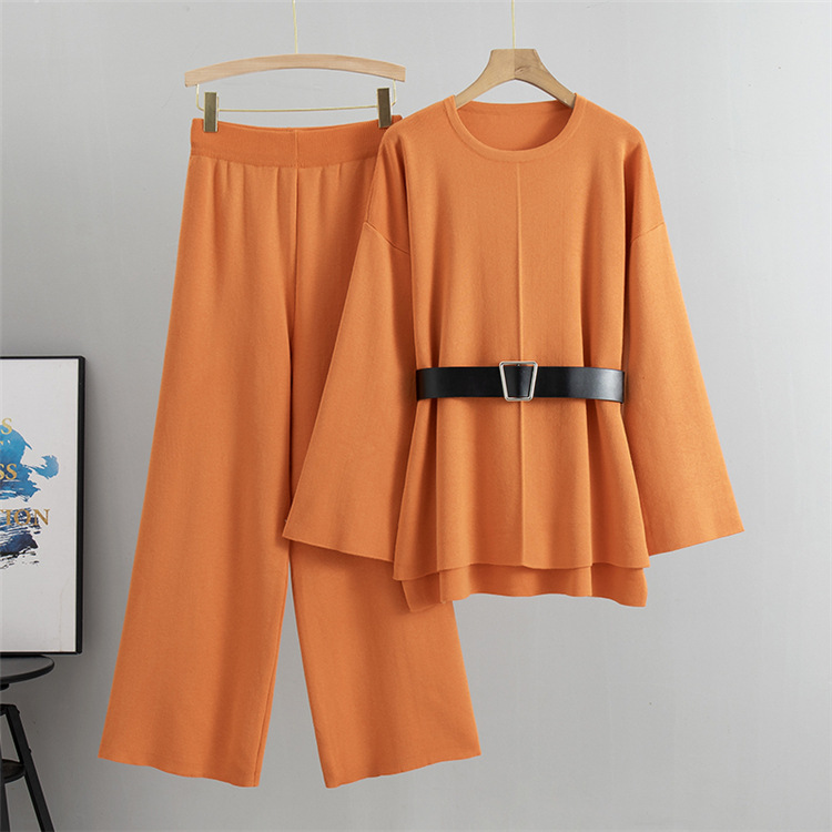 980g Weight Long Sleeve Sleeve Length Polyester, Viscose fiber Fabric Type Pant Co-ord Set Sets Type 2 Pieces Set Quantity Daily Occasion Round Neck Neckline Loose Fit Type Solid Color Pattern Spring, Autumn Season Women's Gender Belt Design Elegant, Streetwear Style Daily Women's Elegant Streetwear Solid Color Polyester Viscose Fiber Belt Pant Co-ord Set Pants Sets 4