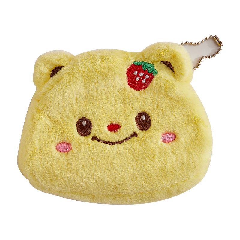 Cartera encantadora de fresa oso bolsa de cambio bolsa de maquillaje portátil muñeca de peluche colgante bolsa de auriculares de almacenamiento