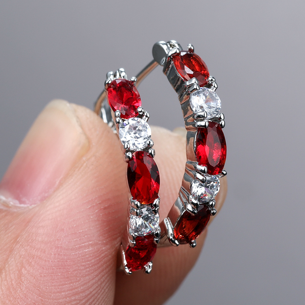 Fashion Geometric Copper Inlay Zircon Earrings 1 Piece