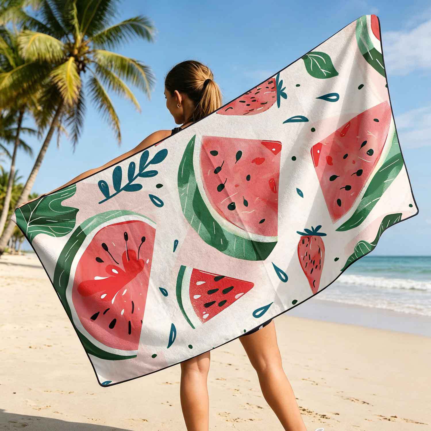 Printed bath towel and car seat cover 2-in-1, ultra-fine fiber outdoor beach and car dual-use universal seat cushion