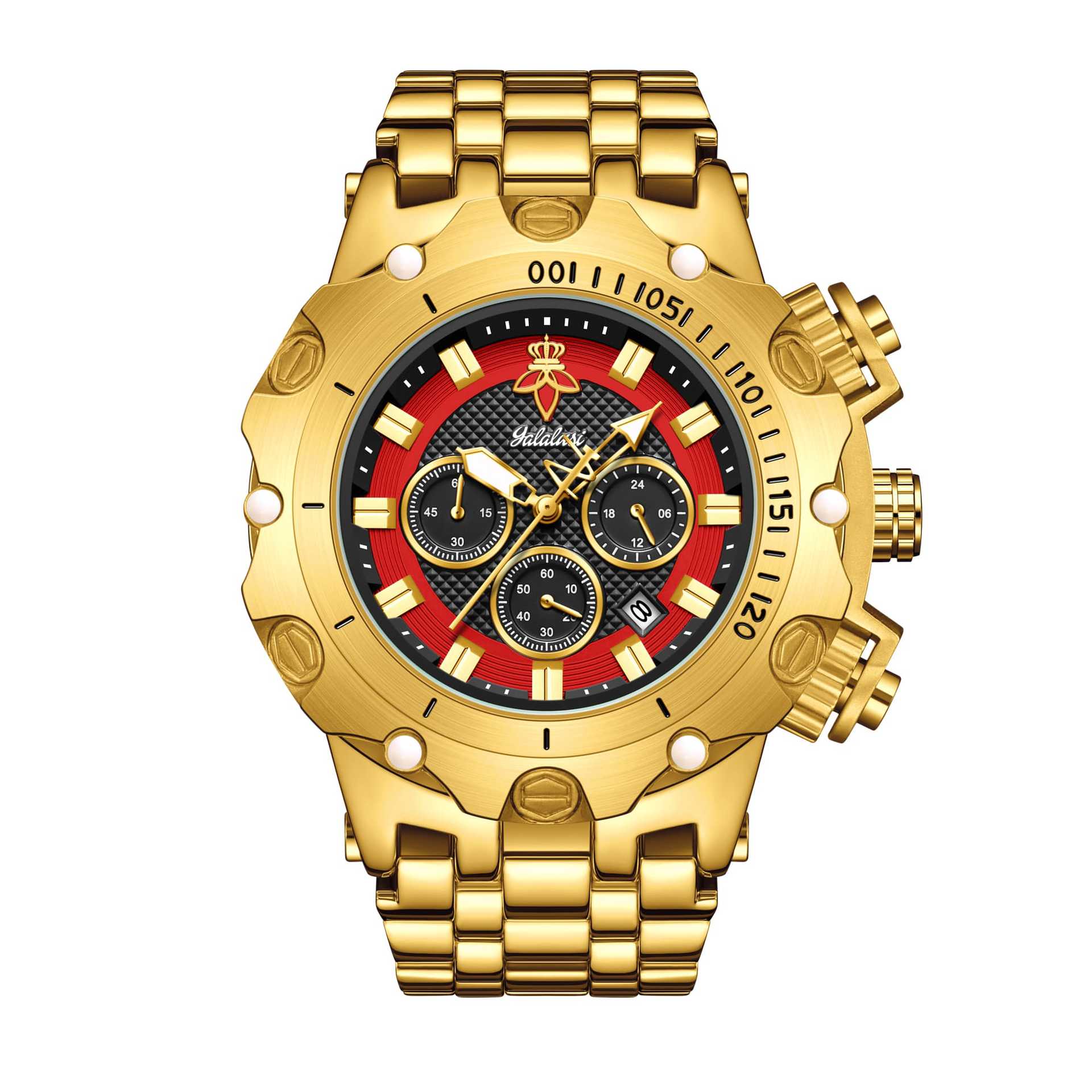 YaLalusi reloj de oro de lujo reloj multifuncional para hombres tres ojos cronógrafo reloj de negocios reloj transfronterizo europeo y americano