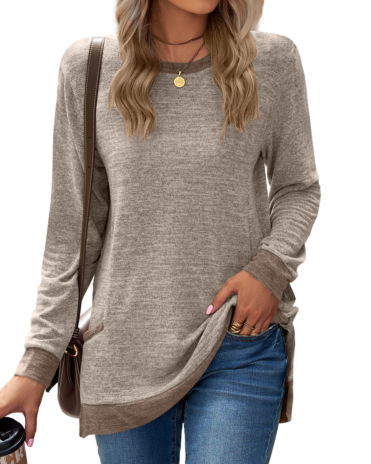 Women's T-shirt Long Sleeve T-shirts Casual Solid Color display picture 6