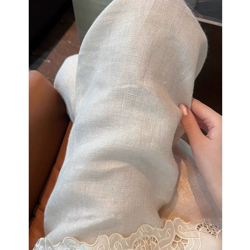 高级感钉珠亚麻阔腿裤女夏季薄款小个子九分裤直筒垂感显瘦苎麻裤|undefined