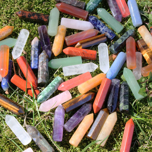 Natural Crystal Agate Jade Single Point Hexagonal Column Small Cylinder Tiger's Eye Green East Lake Bullet Head DIY Accessory