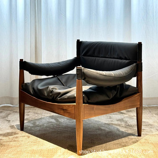Nordic single sofa chair Danish hunting chair mid-century style living room solid wood leisure chair designer sofa single chair 2