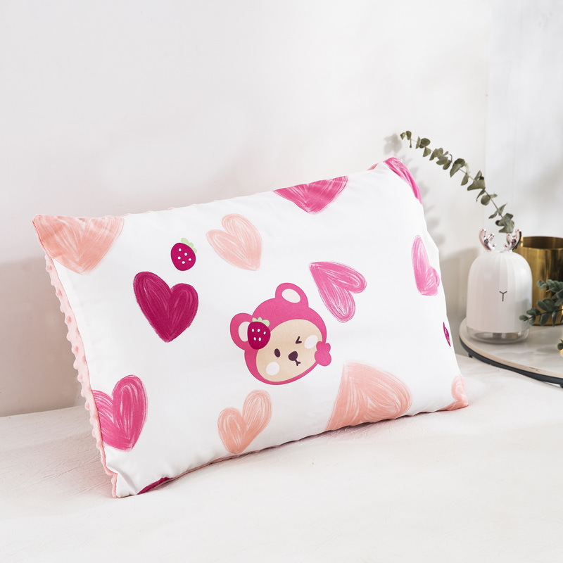 Almohada para niños de jardín de infantes AB cara Almohada de terciopelo de guisantes de algodón Almohada de almohada desmontable para niños de uno a diez años