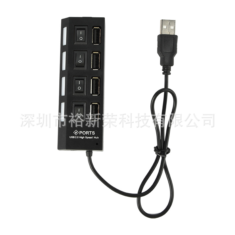 Venta caliente USB de alta velocidad de 4 puertos Hub interruptor independiente Hub de cuatro posiciones divisor Hub USB multi-Interfaz Hub