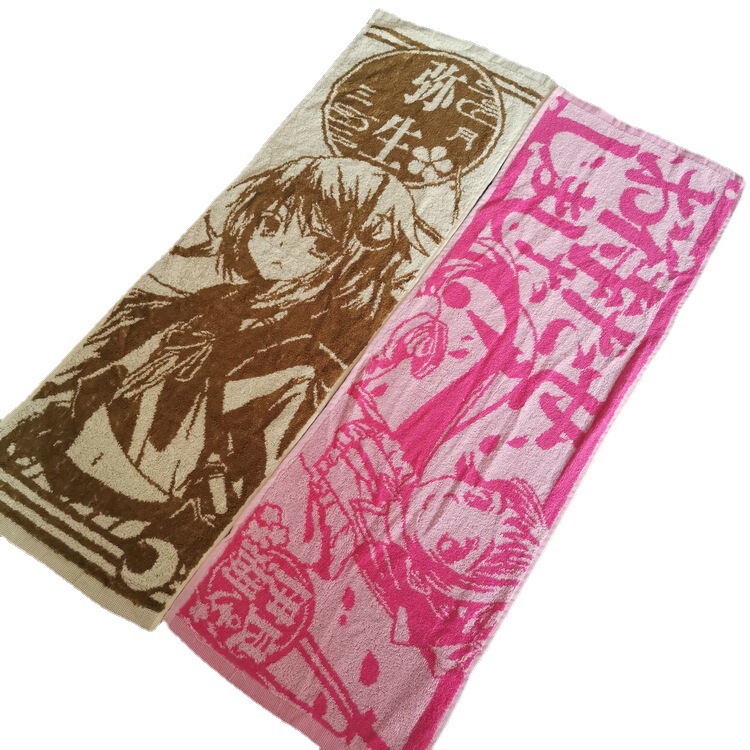 Japanese Anime Character Pure Cotton Yarn-Dyed Jacquard Double-Sided Terry Kidsren's Sports Towel Towel Face Wash Hand Towel Soft