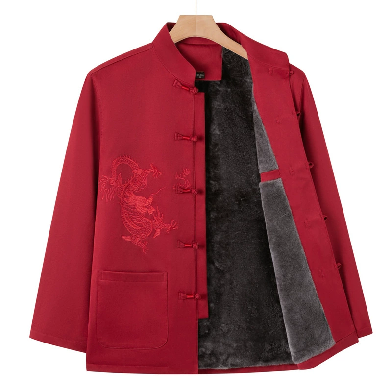 Дедушка Тан одеваются зимние пальто среднего и пожилого возраста