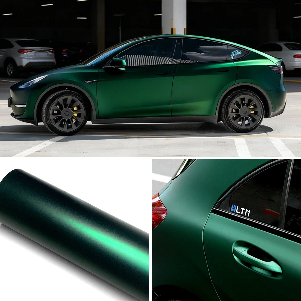 Temu's New Pet Romanee Red Venom Green Matte Color-Changing Film for Car Interior and Exterior, Electric Vehicle Stickers