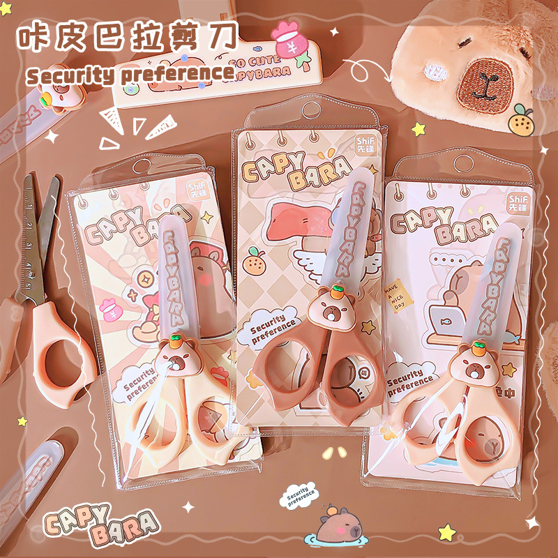 tijeras de seguridad capibara tijeras de cabeza redonda tijeras pequeñas para niños de escuela primaria tijeras de acero inoxidable DIY hechas a mano