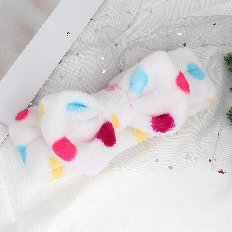 Europa y América Amazon lindo lunares de terciopelo coral arco banda de pelo femenino lavado de cara diadema maquillaje deportes accesorios para el cabello al por mayor