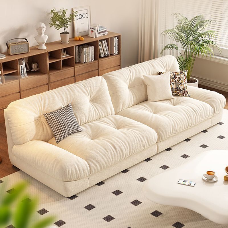 Cream-Colored Fabric Sofa for Living Room, Storage, Small Apartment, Simple Solid Wood, Modern Light Luxury Tatami Furniture, Tech Fabric