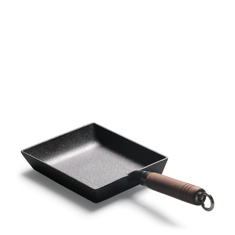 Cast iron jade boiled Japanese-style rectangular non-coated frying cooker square family thick fried cooker