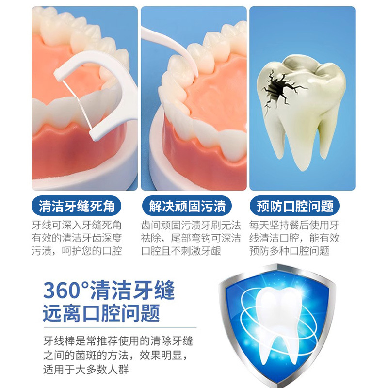 Caja de hilo dental ultrafino, palillo de hilo dental, línea de limpieza de costura dental, cuidado dental doméstico, línea plana, palillo de dientes de embalaje independiente